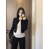 Small Scented Black Short Jacket Jacket Women Spring, Autumn And Winter Small Man Body And Cool And Chic Top