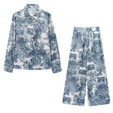 2025 New Female Printed Animal Shirt Prints Casual Pants Ladies Set