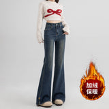 High-Rise Retro High-Rise Jeans Women 2025 Autumn And Winter Plus Velvet New Viscous Trousers