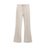 Women's Sports Style Suture Decoration Tight Waist Double-Sided Trumpet Trousers Zippered Sweater Set