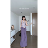 Pure-Want Suit Purple Hanging Neck-Loand Sling Female Summer New Hottie Strap Half Skirt Two Sets