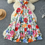 Vintage Court-Styled Sling Dress Women's Summer Waist Repair Senior Sense Temperament Big Swing Dress