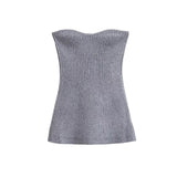 Solid-Colored Throttling Knitted Vest 2025 Spring Sexy Shoulder High Bullet-Tendered Women's Top