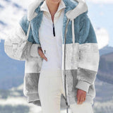 Exploding 2025 Autumn And Winter Warm Plush Bulbla Chain Pocket Hooded Loose Coat Woman