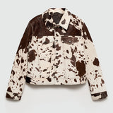 Women's Clothing 2025 Autumn New Fashion Personality Irregular Pattern Short Denim Jacket