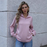 New Wish Autumn Explosion Of Women's Hot Sales Of Pure Color Long Sleeve Zipper Collar