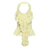 2025 Spring And Summer New Women's Sexy Hottie Irregular Design Lotus Folded Back Sleeveless Top