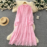 French Court Style Lace Lace Hollow Hook Short Blouse High-Waisted Lace Spliced Skirt Suit