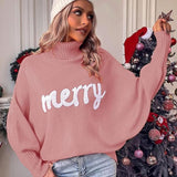 Christmas Turtleneck Women's Autumn And Winter Loose Bat Sleeves Wearing Knitted Tops Off