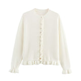 Women's 2025 Spring New 5-Color Fashion Wood Ear Long-Sleeved Knitwear Jacket