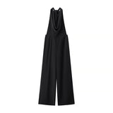 2025 Summer New Women's Bow Ornament Hanging Neck Temperament Rest Height Waist Jump Pants Woman