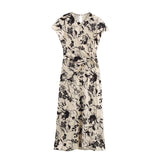 Silk-Shythm-Sensitive Printed Ampicula Dress Summer 2025 Design Kinesigeed Dress Girl