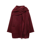 Explosion ZR Women's Temperament With Scarve Short Knit Coat