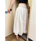 Real Price White Design Lace Side Splicing Half Dress Dress 2025 Summer Unique Beautiful Umbrella Skirt