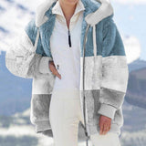Exploding 2025 Autumn And Winter Warm Plush Bulbla Chain Pocket Hooded Loose Coat Woman