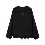 Outside 2025 Spring And Summer New Women's Fashion Casual Loose Laminated V-Neck Decorated Shirt