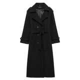2025 Women's Autumn Classic New Double Buckle Belt Long Hair Coat