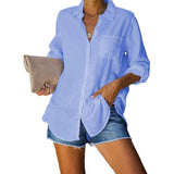 New Ladies Shirt Solid Color Large Size Casual Loose Buckle Shirt Women's Clothing