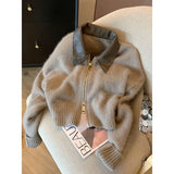 2025 Spring And Autumn New Loose Gas Coat Ankola Red College Wind Splicing Fake Two Knitted Shirt Women