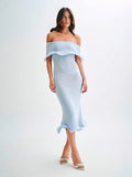 New Women's Fashion Word-To-Shoulder Sexless Sleeveless Plain Knitted Dress