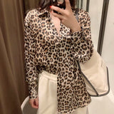2025 New Women's Autumn Printing Multi-Color Silk Sipping Long-Sleeved Collar Loose Shirt Top