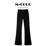 Korean Cool Tung Sister Wearing A Blue Waist Sunscreen Long-Sleeved Shirt Micro-Tpeak Trousers Set