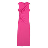 Women's Clothing 2025 Spring New Sleeveless Folding Decorative Fan Flute Dress Dress Dress