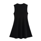 Women's Spring 2025 New Sleeveless Round-Necked Knitted Skating Dress Mini Dress