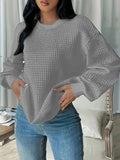 New Wish Autumn And Winter Burst Round Neck Solid Color Fashion Long-Sleeved Lady's Clothing