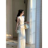 Small Women's Clothing 2025 Summer New Gold Cold Feel Expensive Clothes Sleeveless Vest Tops With Wide Legs Pants