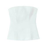 Red And White Tsets 2025 Spring And Summer Shoulder Repair Silk And Silk Textured Back Zipper Short Vest Woman