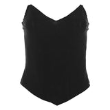 2025 Autumn Fashion Trend Women's New Word Shoulder Repair Body Bare Back Solid Color Bhise Small Vest