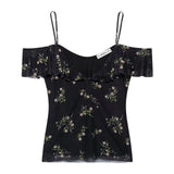 Spring 2025 New Women's Clothing Mesh Print Slings + Half-Dress Fashion Women's Set