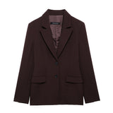 2025 Spring And Summer New Women's Fashion Gun Barge Long-Sleeved Blazer Bucket Suit