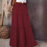 2025 Women's Summer New Wood Ear Layered Skirt High Waist Tight With Lotle Side Skirt