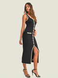 Summer Famous Wind Sling Dress Sexy Hottie Repair Button Open Design Style Hip Dress