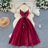 Light Luxury Thousand Gold Wind High-End Sling Dress Women's Summer Folding Waist Thin Design Geese Temperament Dress