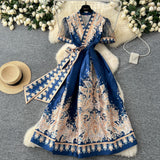 French Retro Style Printed Dress Women's Summer Strap High Sense Design Light Luxury Temperament Chic Dress