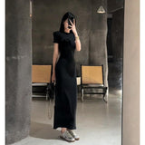 Design-Sense Dress Women's New French Temperament Round-Neck Short-Sleeves Long-Sleeved Baggage Dresses For Women's 2025 Summer