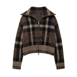 2025 Autumn New Knitted Shirt Round-Neck Solid Color Loose Set Female Retro