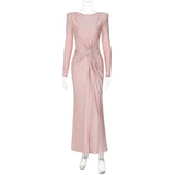 Hot Women's Evening Dress 2025 Summer New Fashion Temperament Dress With A Round-Neck Long-Sleeved Dress
