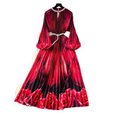 High-Grade Collar Nail Bead Lantern Sleeve Pearl Belt To Collect Long-Term Printed Pressure Skirt