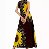 Wish Sleeveless Dress Female Positioning Print Dress Bohemian Retro Long Dress
