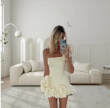 New Dress Tight Dress Irregular Lotus Ribs Waist Dress