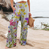 New Women's Four-Sided Bullet-Print Trousers High-Waisted Straight-In-Bag Casual Broad-Legged Trousers