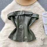Women's Top 2025 New Sexy Breast-Skin Locomotive Suit With Hot Babes Short-Cut Umbilish T-Shirt Tide