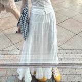 Korean Wearing White Lace Lace Slings Women's New Temperament Super-Good-Looking Cake Skirt Two-Piece