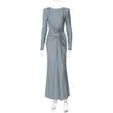 Hot Women's Evening Dress 2025 Summer New Fashion Temperament Dress With A Round-Neck Long-Sleeved Dress