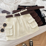 Ancient Hottie Fashion High-Rise Thin Double Pocket Workboy Dress Anti-Light Short Skirt A Skirt