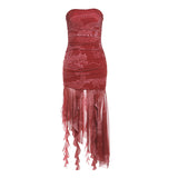 Spring 2025 New Women's New Chinese Style Irregular Sling Boobs Open Year-War Robe Dress